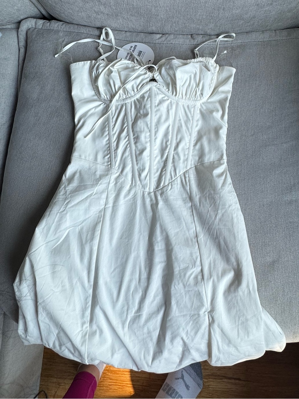 Women's Cream Strappy Bustier Midi Dress